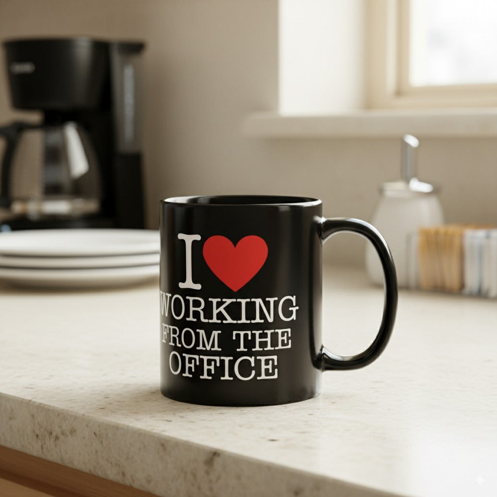 I Love Working From The Office - Black Glossy Coffee Mug