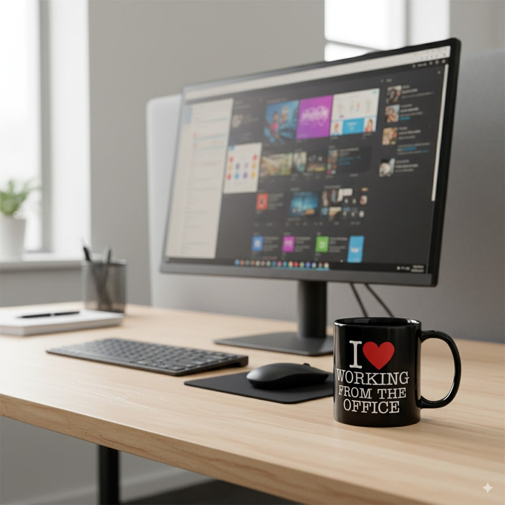 I Love Working From The Office - Black Glossy Coffee Mug