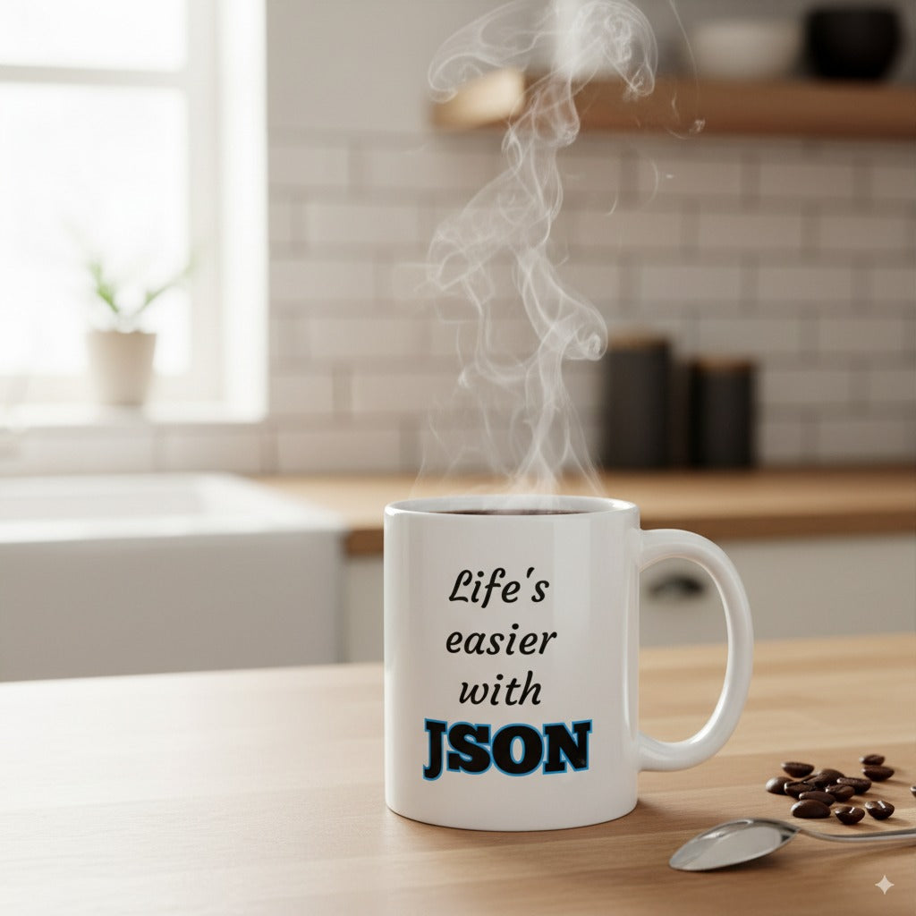 Life's easier with JSON - White Glossy Coffee Mug