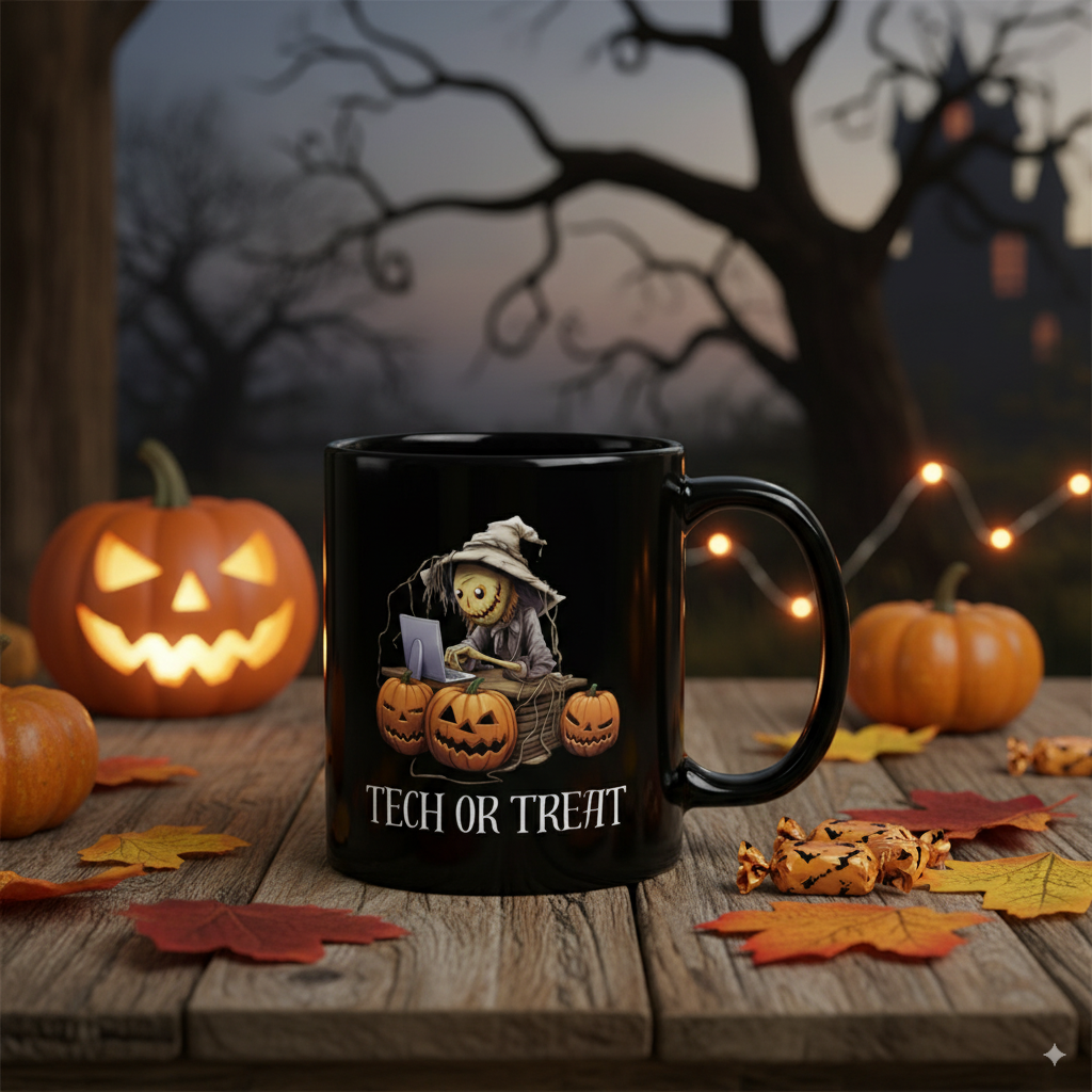 Tech or Treat - Black Glossy Coffee Mug