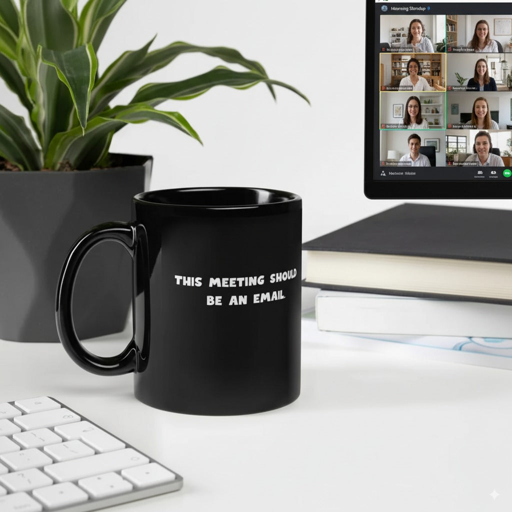 This Meeting Should Be An Email - Black Glossy Coffee Mug
