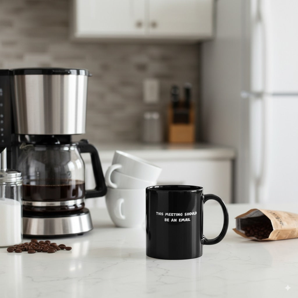 This Meeting Should Be An Email - Black Glossy Coffee Mug