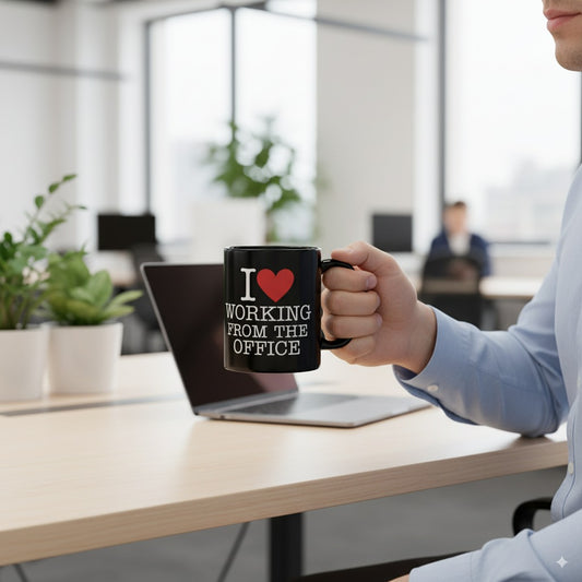 I Love Working From The Office - Black Glossy Coffee Mug