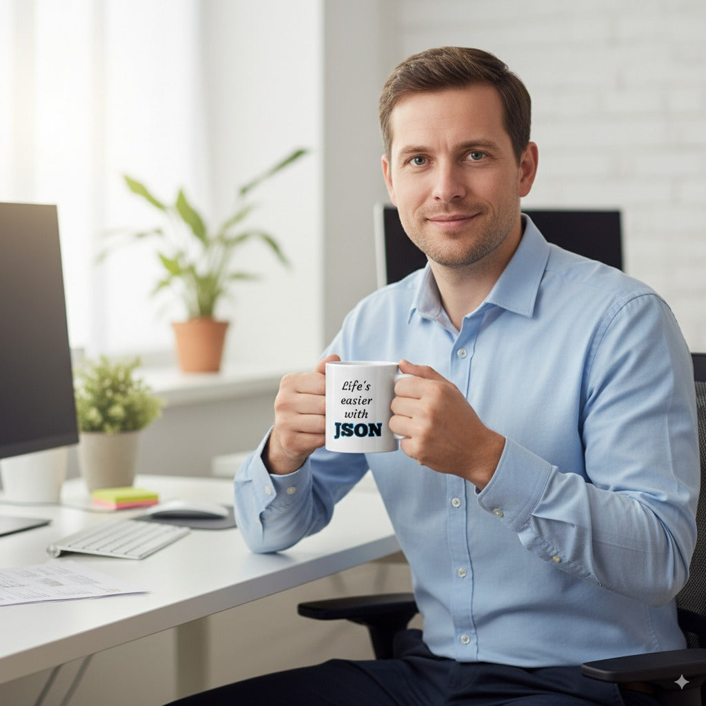 Life's easier with JSON - White Glossy Coffee Mug