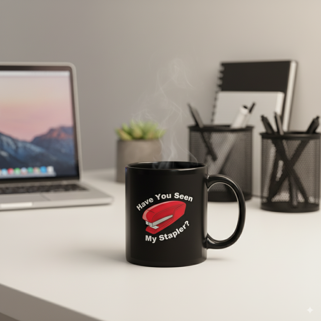 Have you seen my stapler? - Black Glossy Mug