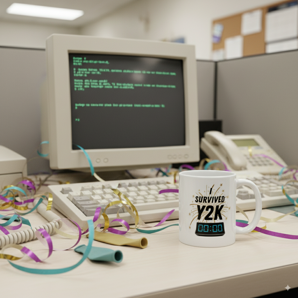 I Survived Y2K - White glossy mug