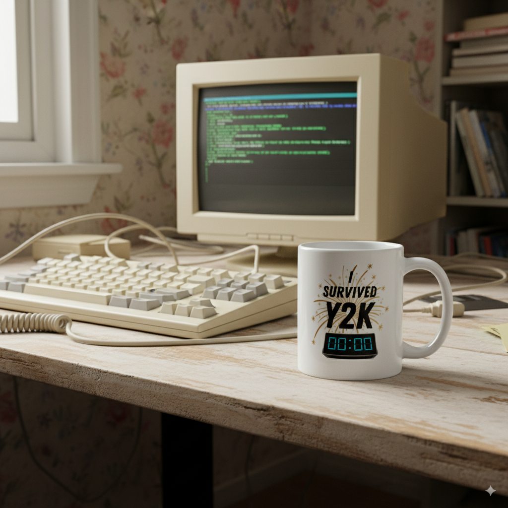 I Survived Y2K - White glossy mug