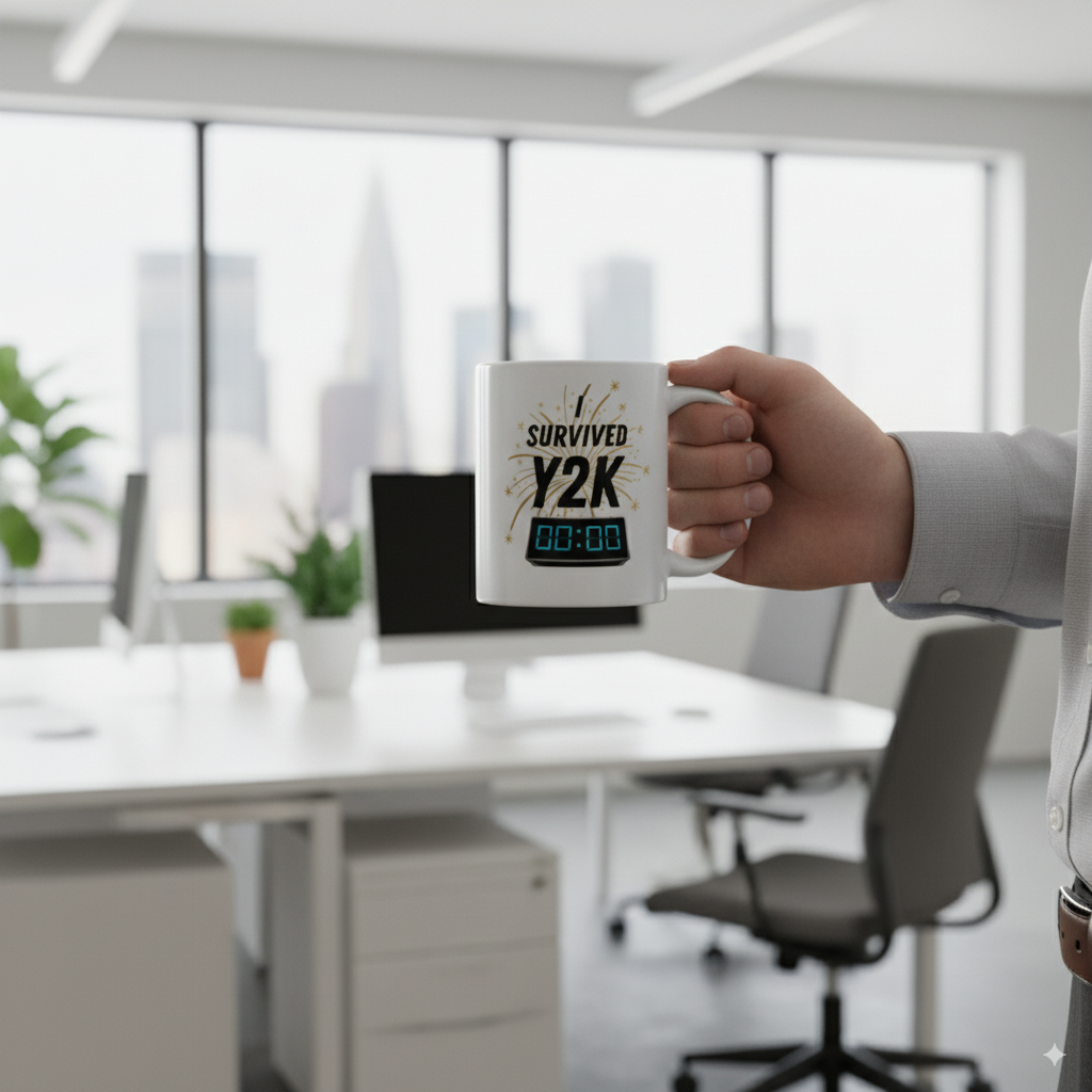 I Survived Y2K - White glossy mug