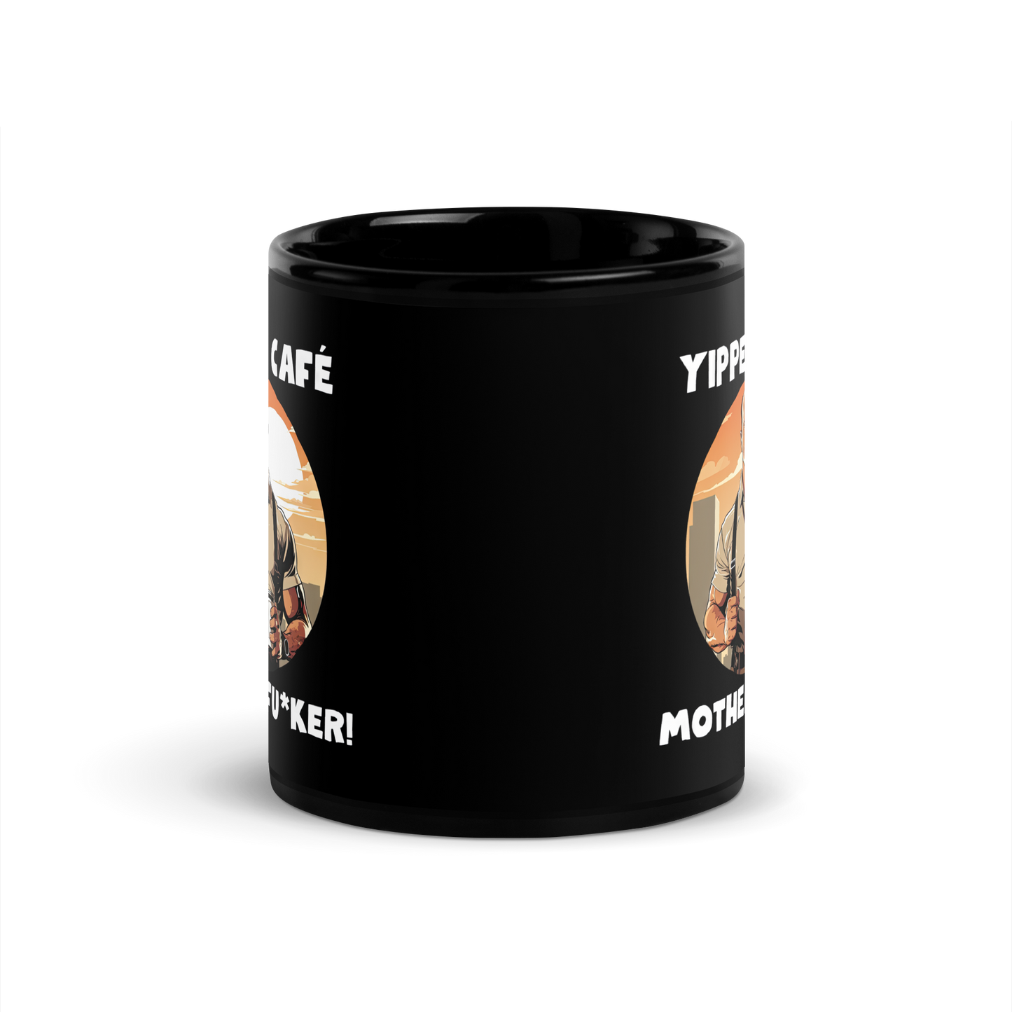 Yippee Cafe Motherfu*ker! - Black Glossy Coffee Mug