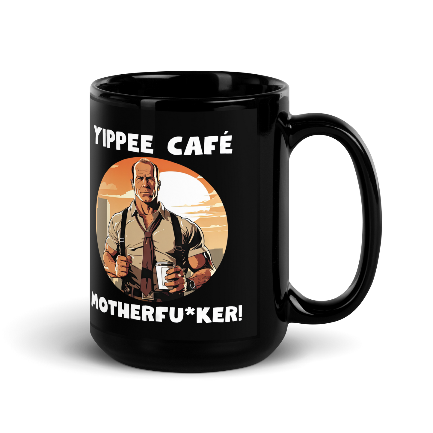 Yippee Cafe Motherfu*ker! - Black Glossy Coffee Mug