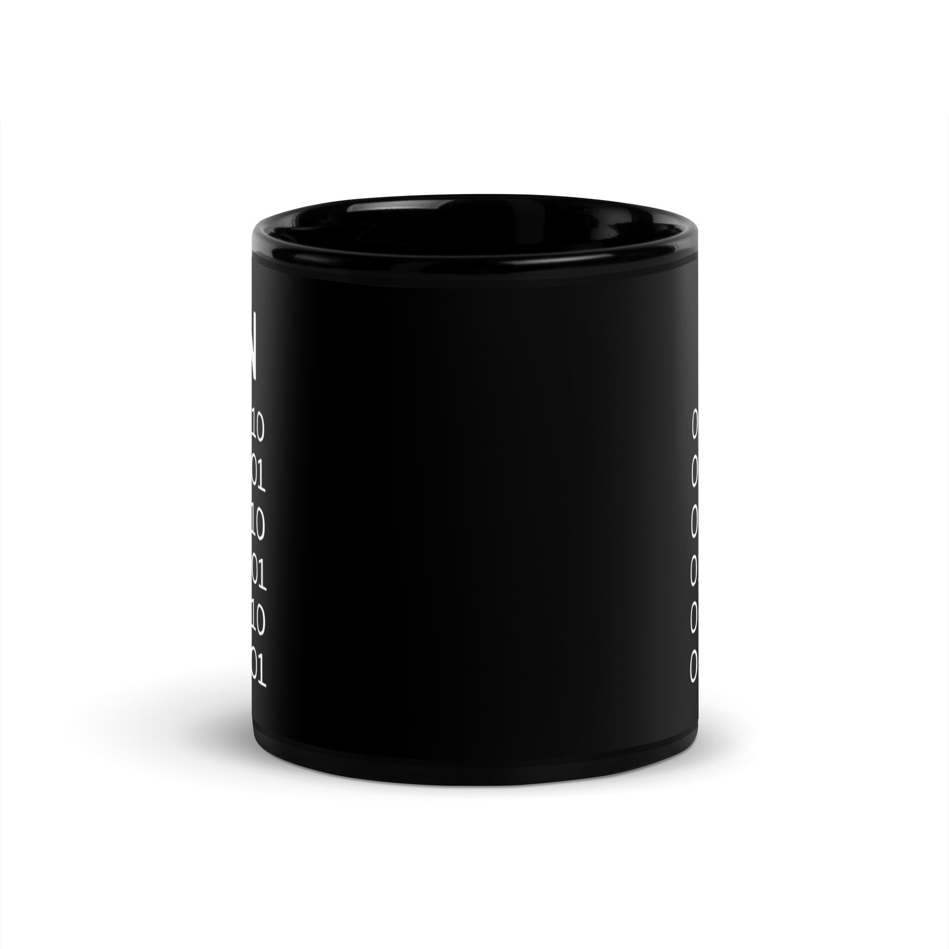 Black 11oz tech humor coffee mug with ‘Binary’ displayed in code under the word “Non’.