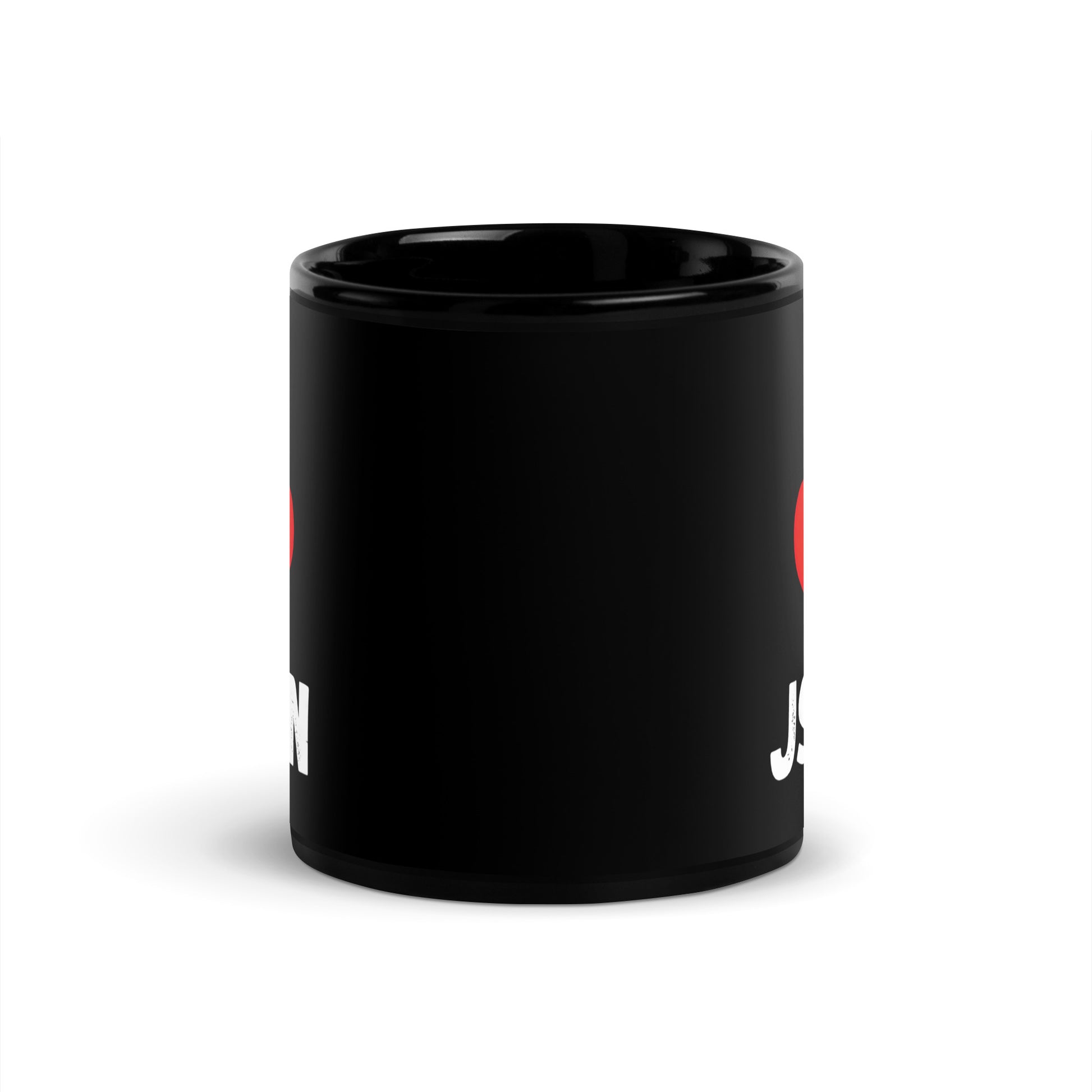 Black 11oz tech humor coffee mug with a design slogan ‘I Love JSON’ 