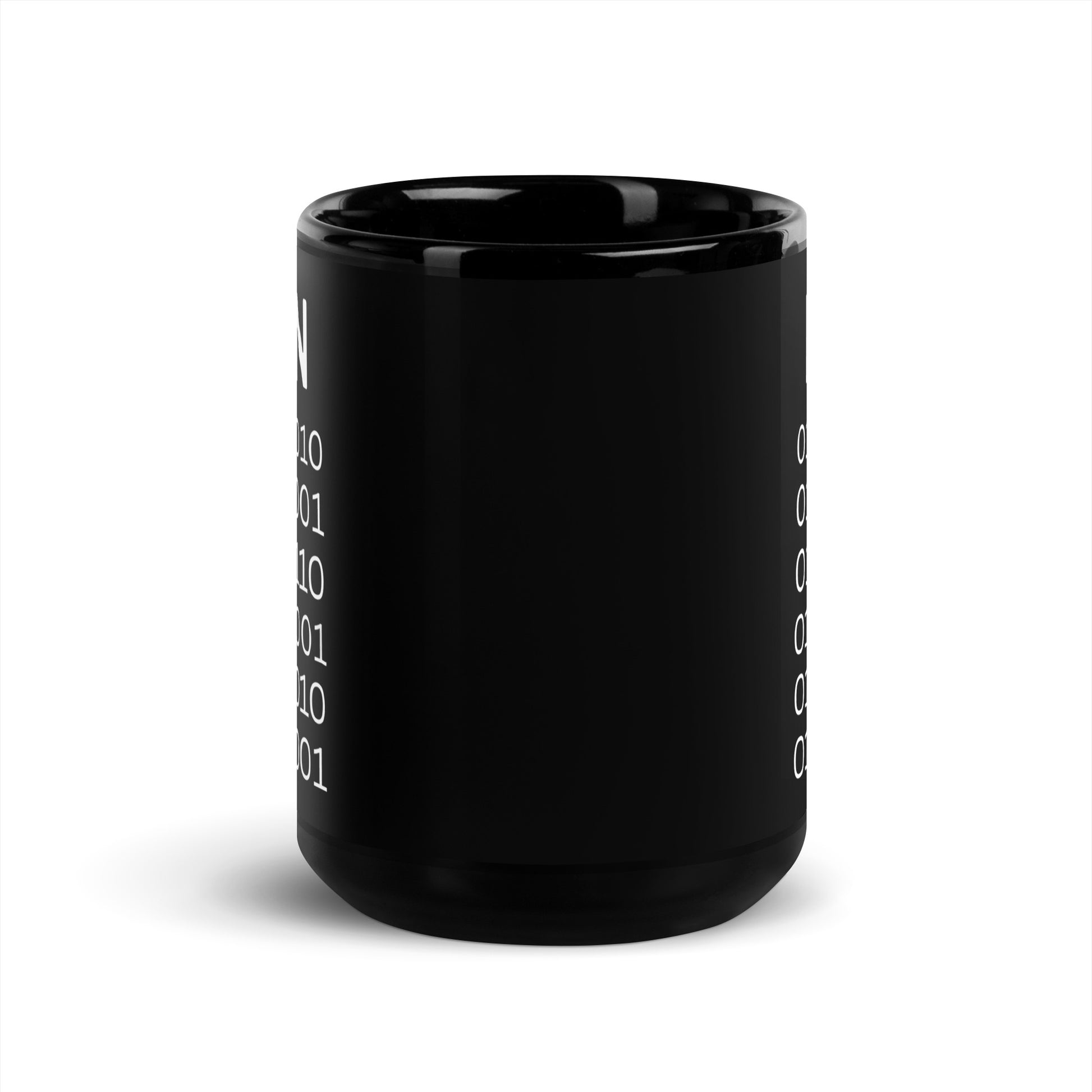 Black 15oz tech humor coffee mug with ‘Binary’ displayed in code under the word “Non’.