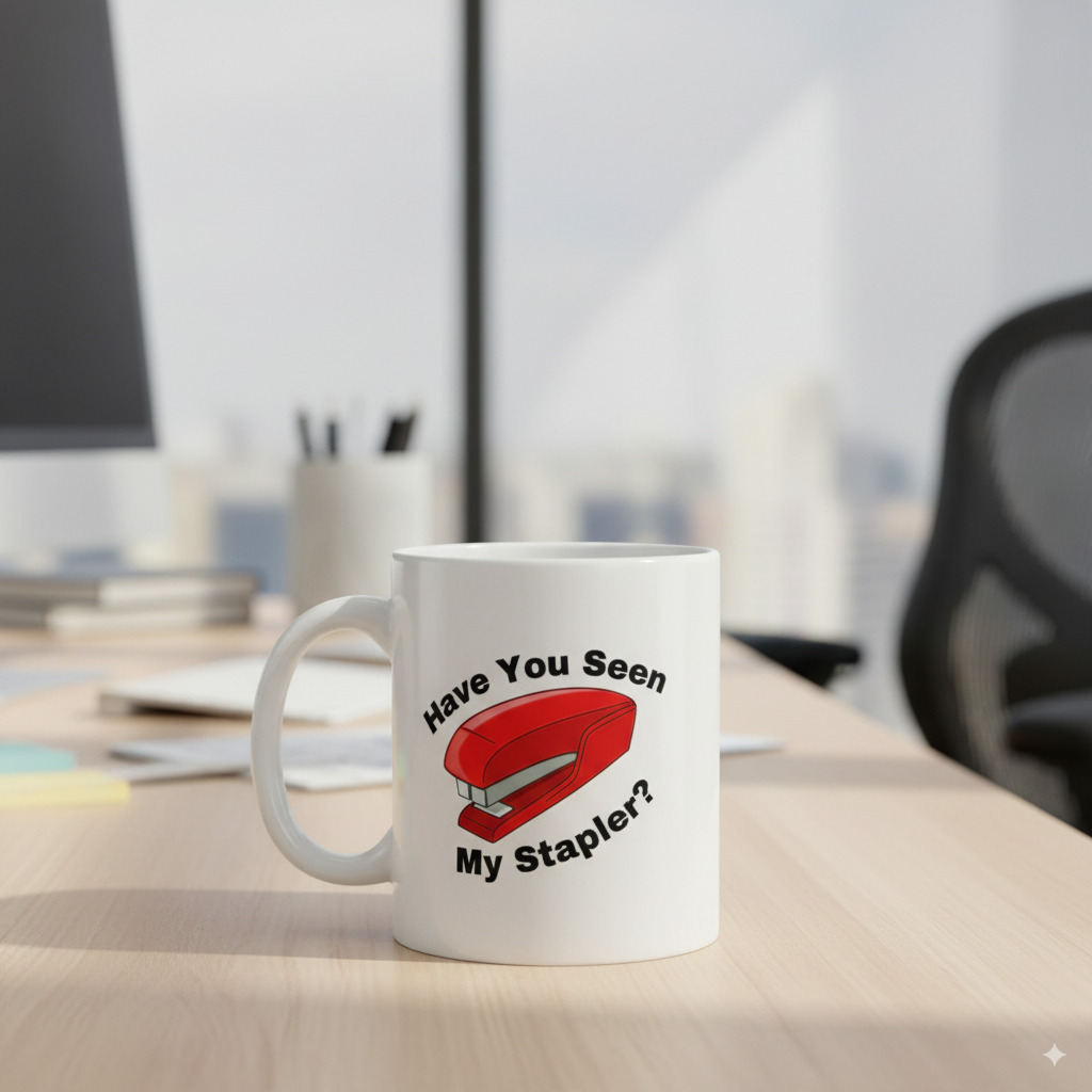Have you seen my stapler? - White glossy mug