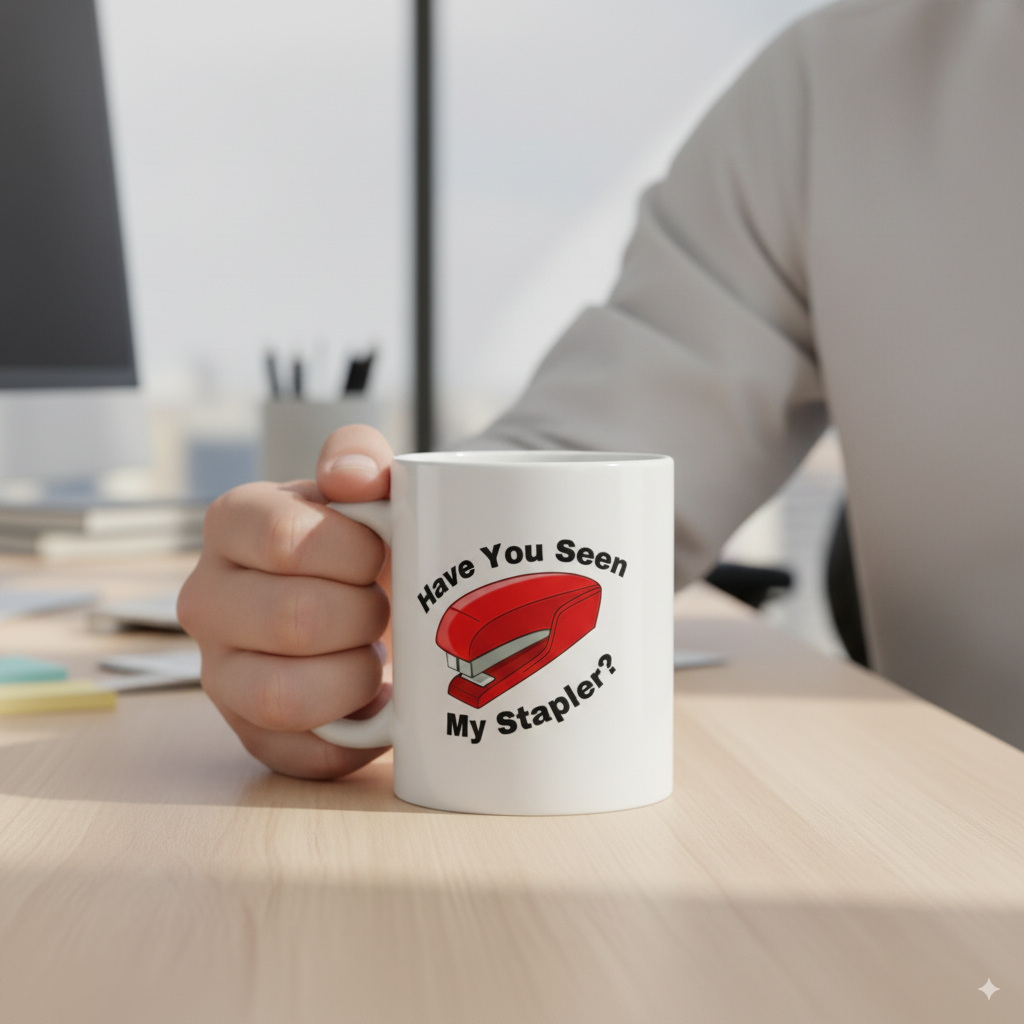 Have you seen my stapler? - White glossy mug